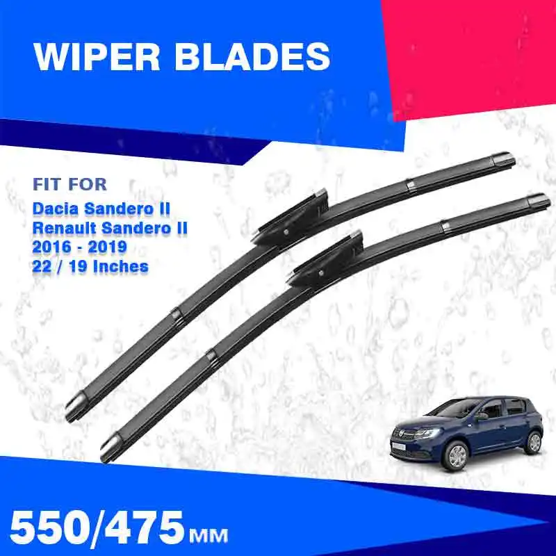 Wiper Blades For Dacia Renault Sandero 2 II MK 2 2016 2017 2018 2019 Front Window Windscreen Windshield Brushes Car Accessories