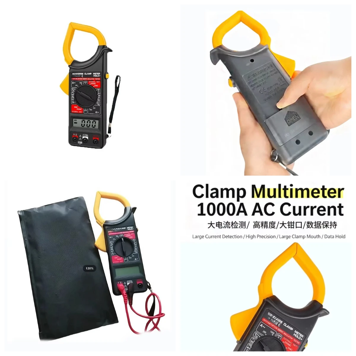 

DT266 Digital Clamp Meter 60mm Clamp Opening 0.0-1000V Ammeter Multimeter with Buzzer