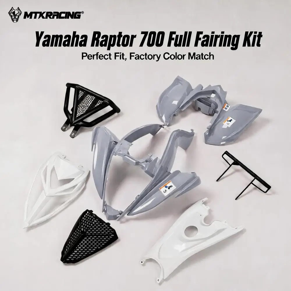 Matte Gray Cocktail White Full Plastic Fairing Kit For Yamaha Raptor 700 2021 2022 2023