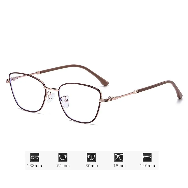 Klein frame Cat Eye Near Sight-bril Kleur veranderende anti-blauw licht zonnebril Unisex metalen frame Mode meekleurende bijziendheid