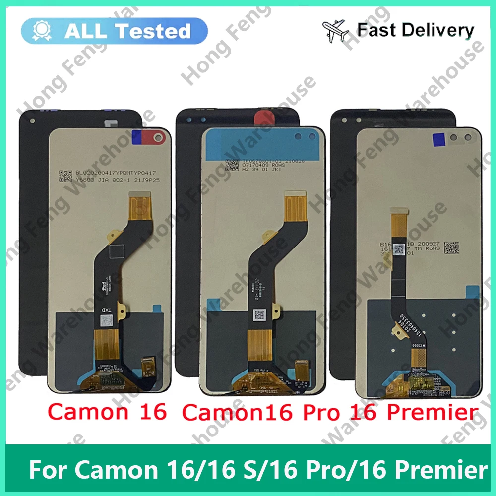 For Tecno Camon 16 Pro CE8 LCD Display With Touch Screen Assembly Digitizer Replacement LCD Camon16 CE7 Camon 16 Premier CE9 lcd