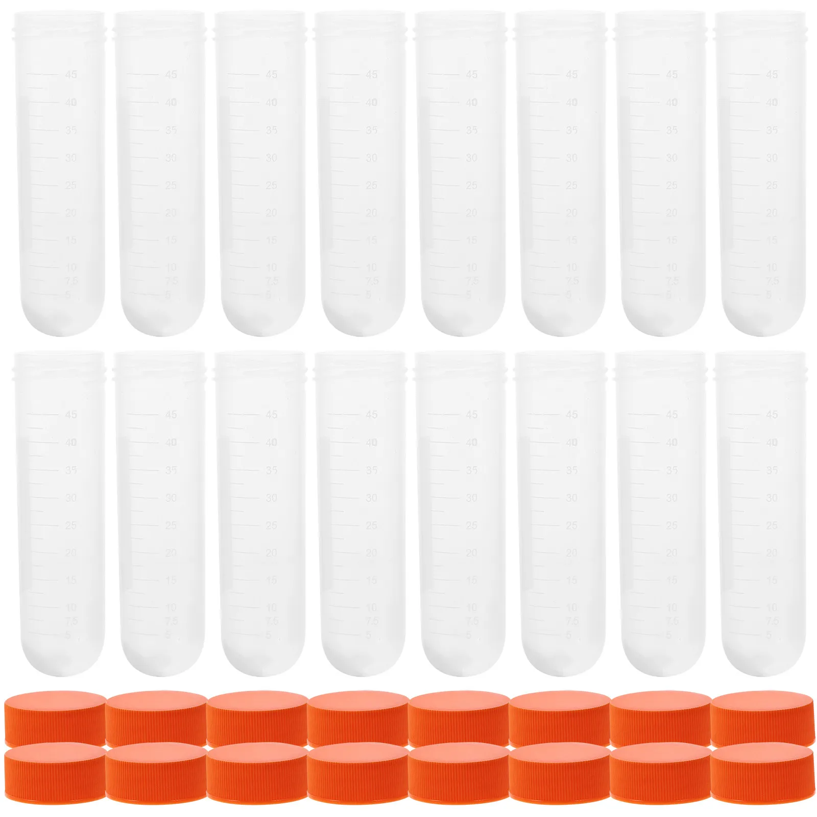 

100Pcs Screw Cap Plastic Centrifuge Tubes 50ml for Laboratory Tests Experiment Science Precise Measurement Test Tubes