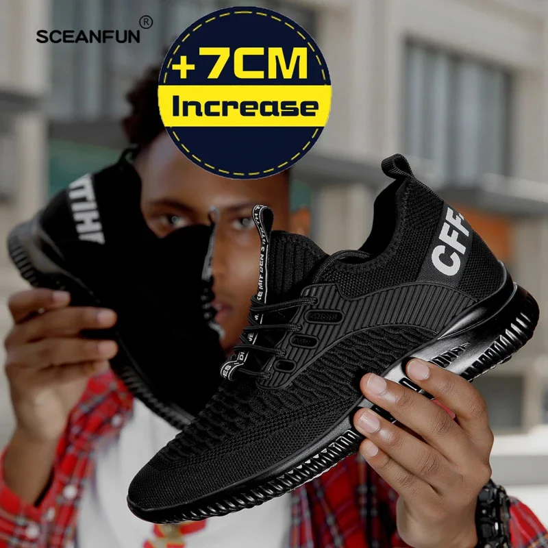 Zapatillas de deporte para hombre, zapatos informales con elevador, zapatos con aumento de altura, plantillas de 7cm, zapatos deportivos con aumento, diseño de zapatos altos, novedad de 2024