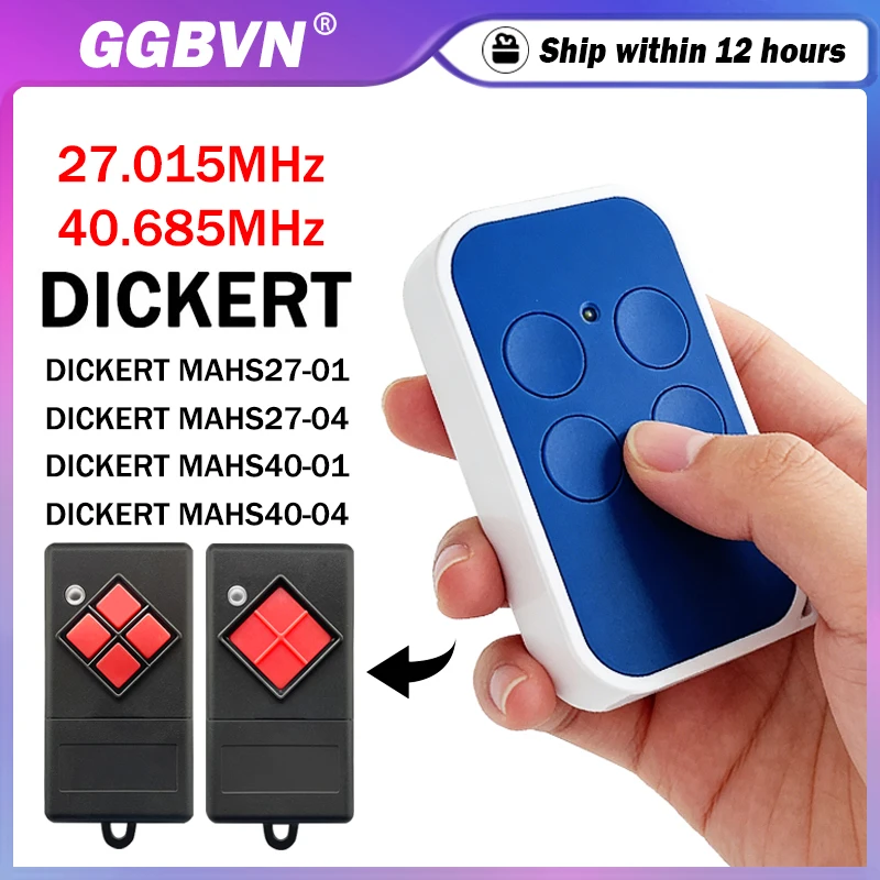 

Work With DICKERT MAHS40 MAHS27 MAHS40-01 MAHS40-04 MAHS27-01 MAHS27-01 Garage / Gate Remote Control 40.685MHz 27.015MHz