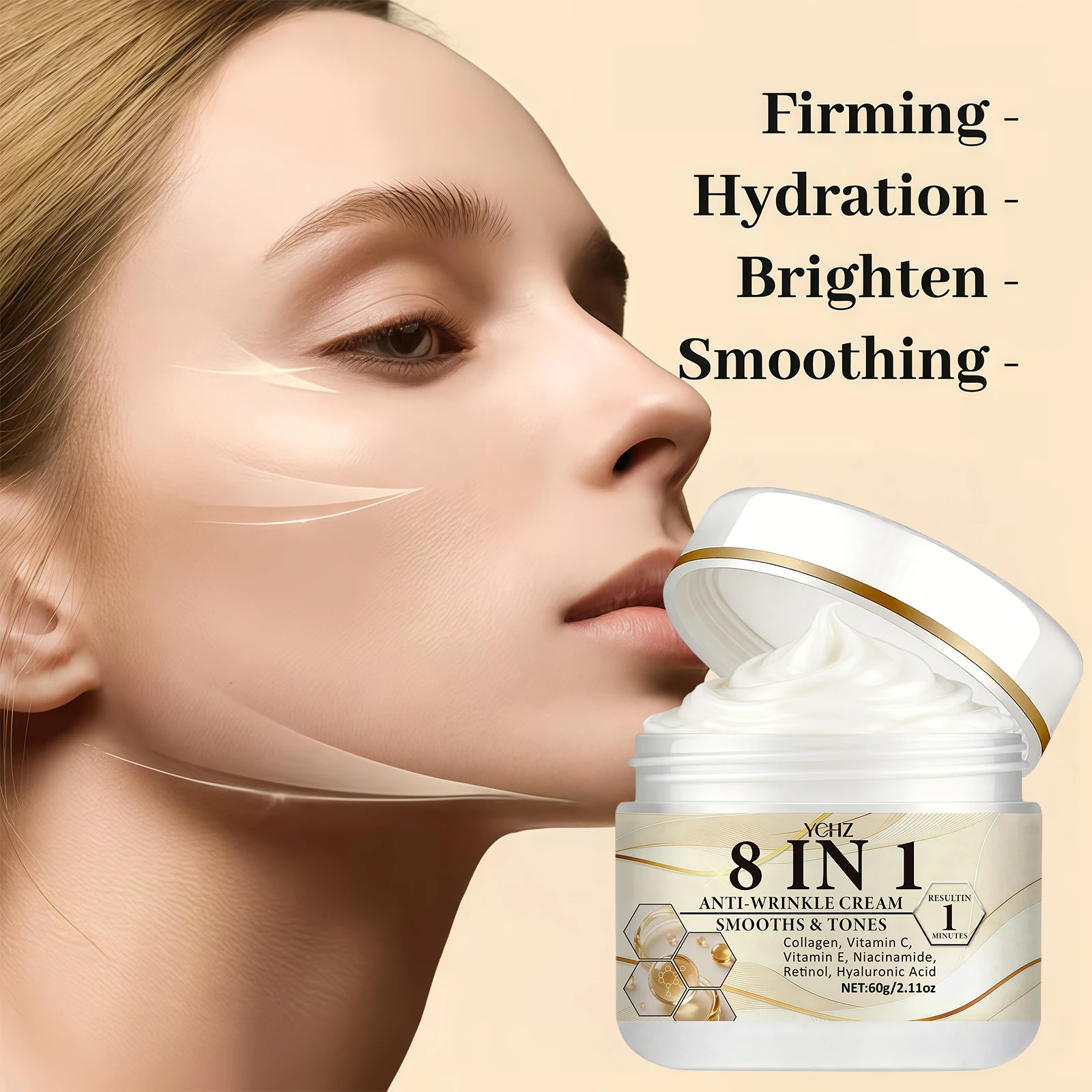 8-in-1 Cream, Which Can Hydrate and Moisturize the Skin, Tighten It, Enhance Its Radiance, Quickly Absorb, Regulate Oil Secretion, and Provide Moisture.