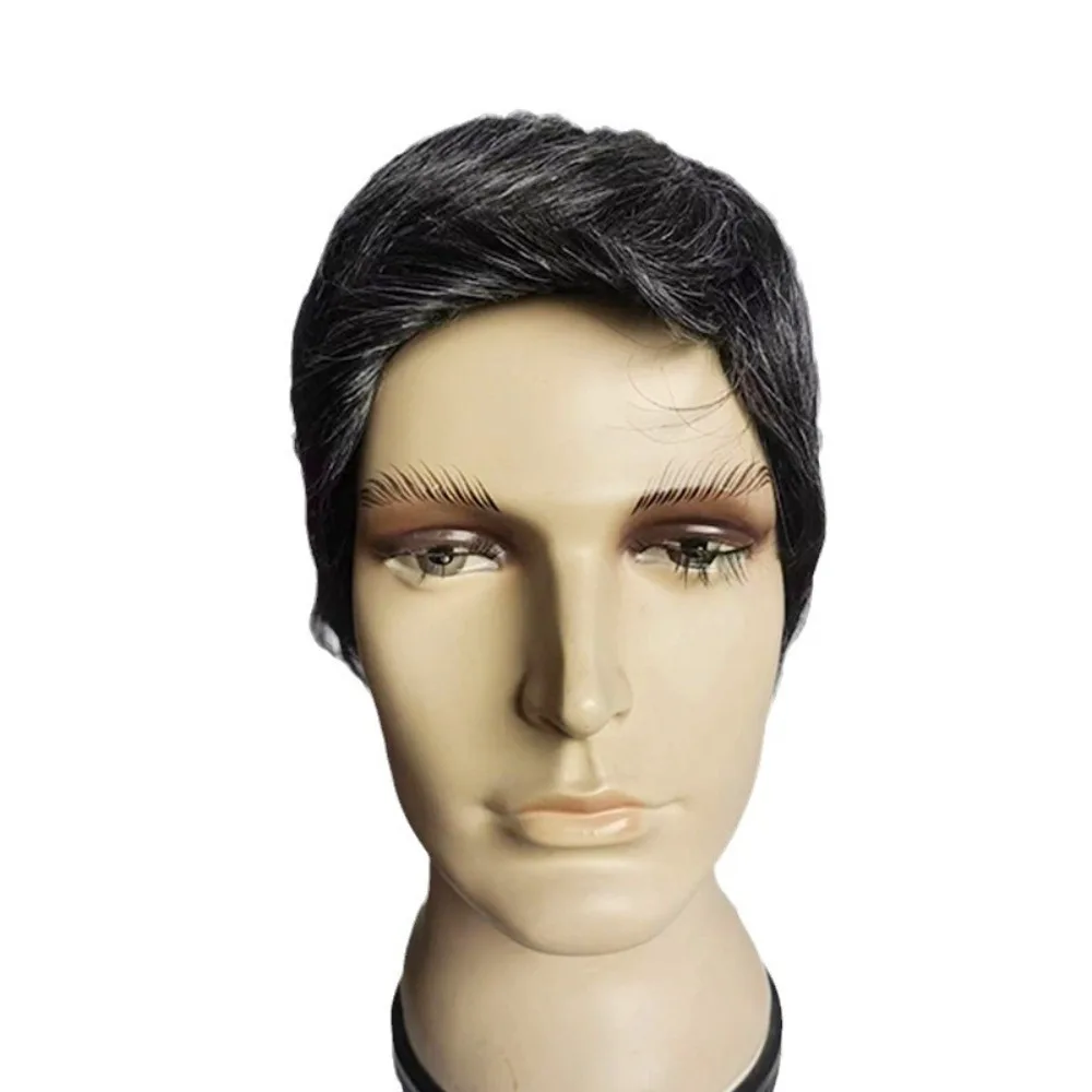 كامل الشعر الحقيقي الرجال زهرة بيضاء شعر مستعار غطاء رأس المألوف في منتصف العمر وكبار السن أبي إبرة طبيعية رئيس الغزل غطاء للشعر