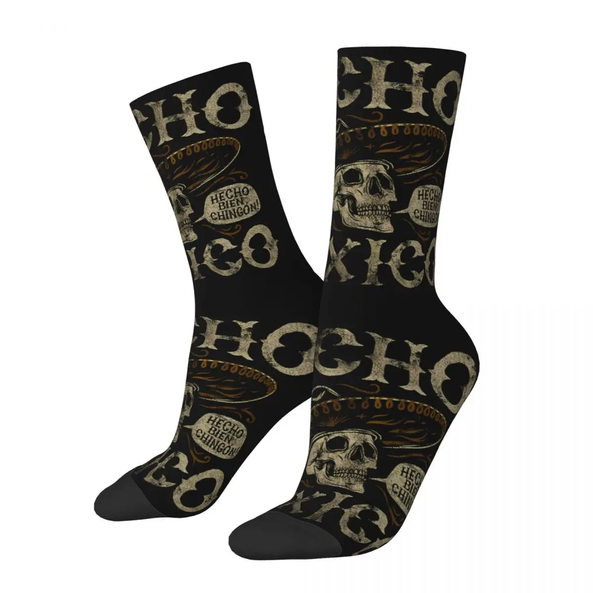 Funny Happy Sock for Men HECHO EN MEXICO Harajuku Breathable Pattern Printed Crew Sock Novelty Gift