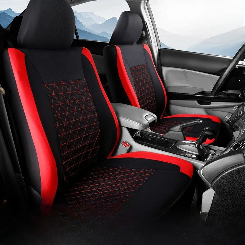 Car seat cushion single-line rhombus quilting embroidered leather car seat cover four-season breathable car seat cushion