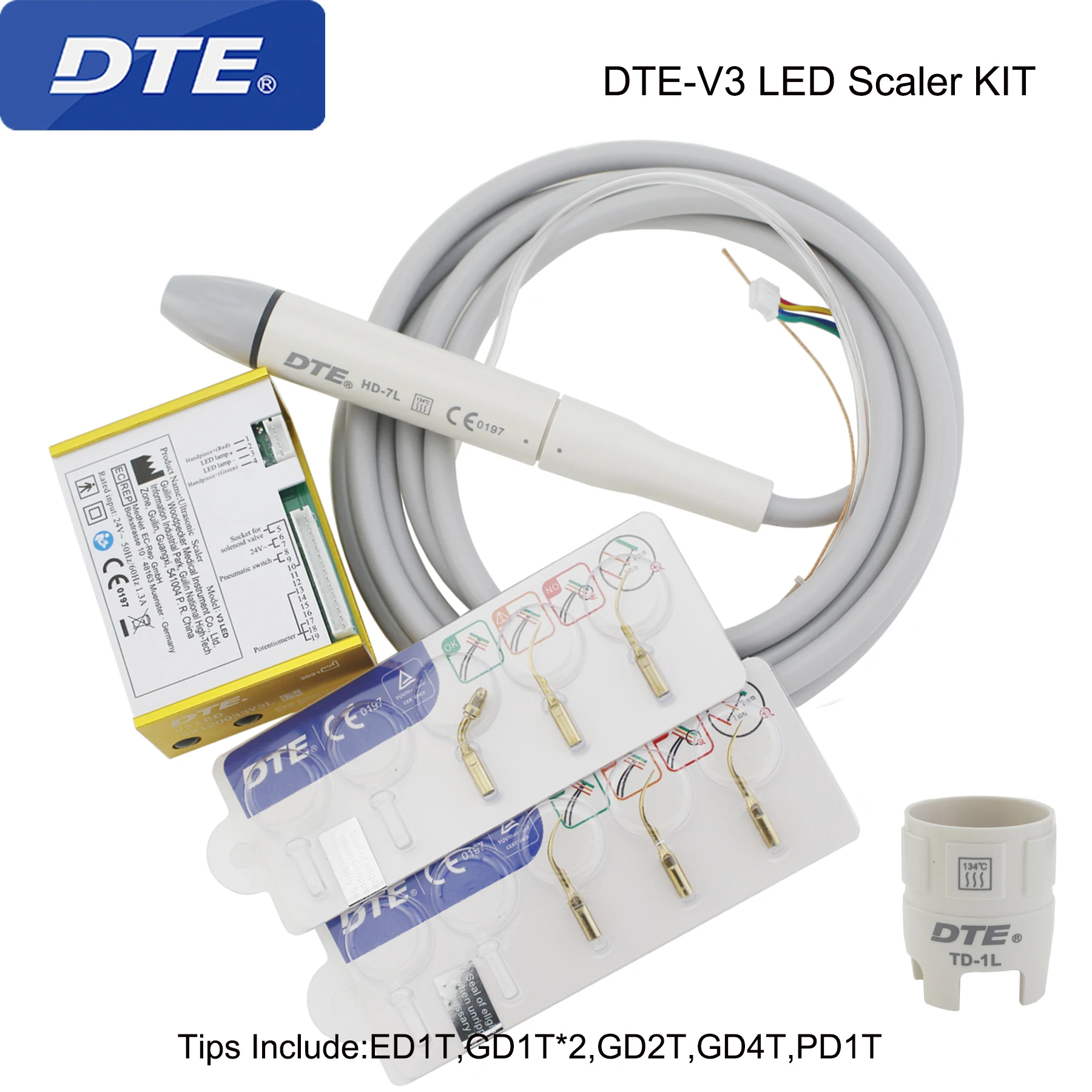 Woodpecker Scaler DTE Dental Ultrasonic Scaler Build In UDS LED N2/N3 V2/V3 Scaling Tips For Dentistry Teeth Cleaning Whitening