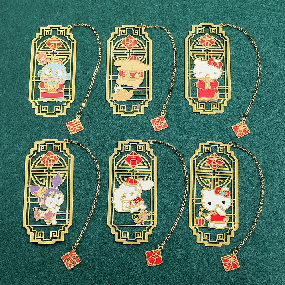 Sanrio Hollow Metal Bookmark Hello Kitty Cinnamoroll Kuromi Cartoon Stationery Bookmark Page Marker Tools for Students Teachers