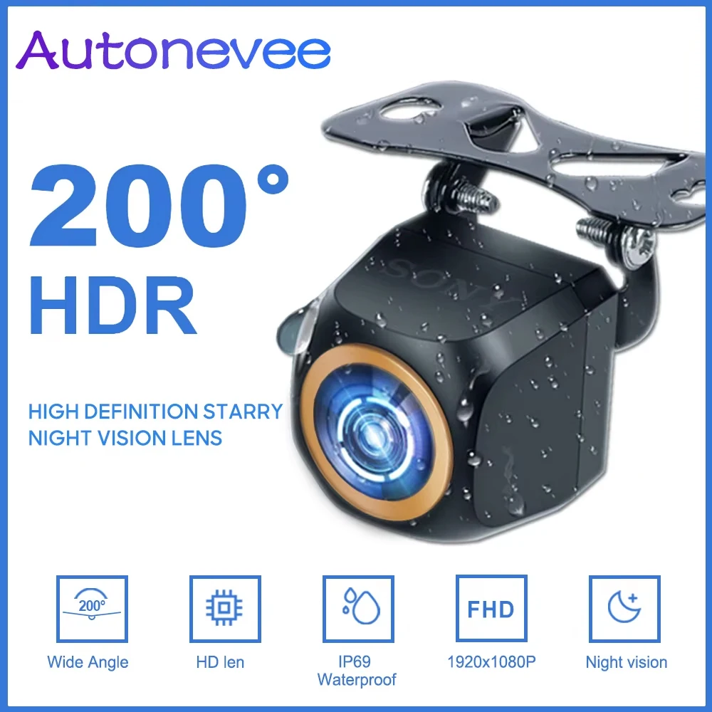 Car Rear View Camera 200° AHD 1920x1080P For Fisheye Golden Lens Full HDR Night Vision Vehicle back car reversing Front Camera