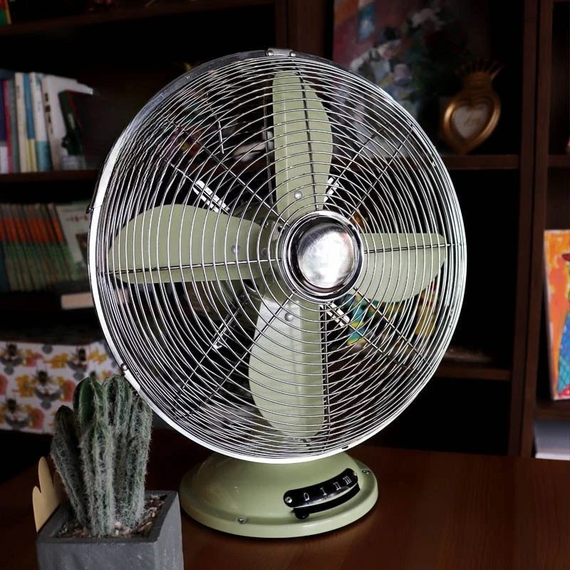 

Vintage Metal Table Fan With Pure Copper Motor Oscillating Retro American Style Desk Fan For Home Living Room