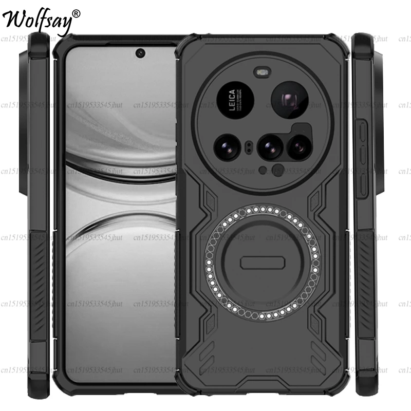 حافظة مدرعة لهاتف Xiaomi 15 Ultra امتصاص مغناطيسي غطاء خلفي للشحن اللاسلكي Xiaomi 15 Ultra حافظة لهاتف Xiaomi Mi 15 Ultra