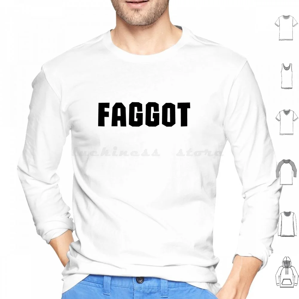 Faggot Hoodie cotton Long Sleeve Faggot Fag Bisexual Queer Pride Funny Love Trans Homo Rainbow Bi Meme Pansexual Blue