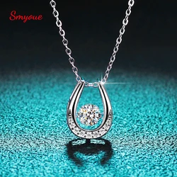 Smyoue 1ct 0.5ct D Color Moissanite Necklace for Women Beating Heart S925 Sterling Silver Plated White Gold Pendant Wholesale
