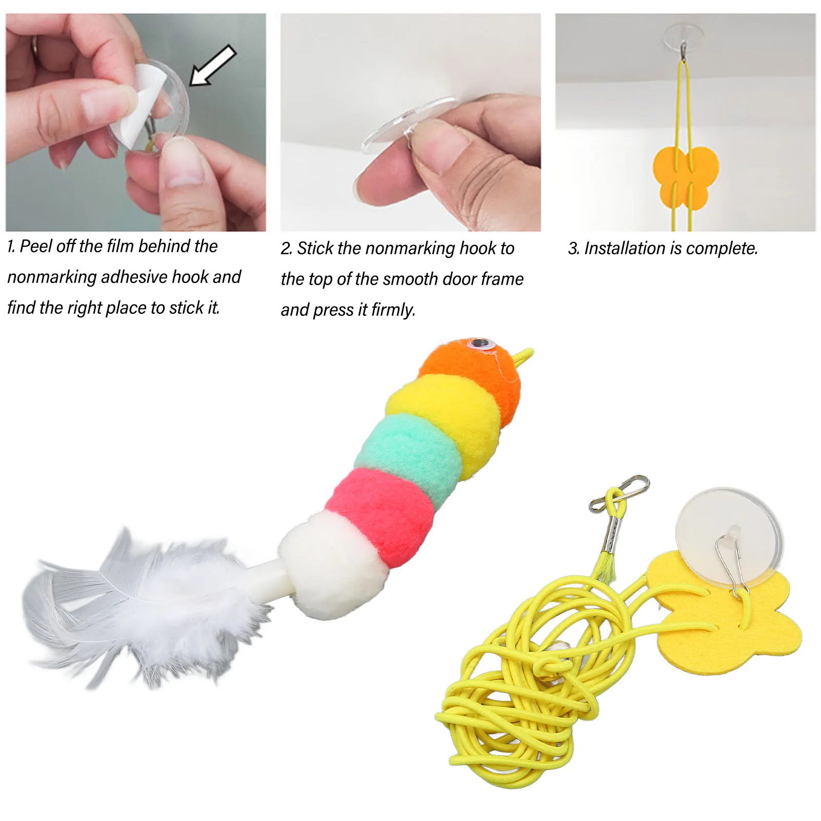 Hanging Door Cat Toy Adjustable Interactive Retractable Kitten Toy Funny Cat Teasing Toy