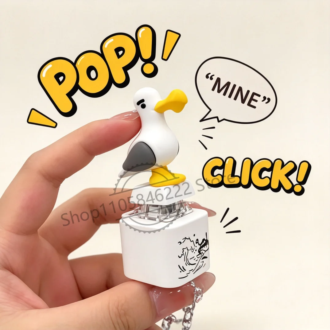 1/6PCS Mini Seagull Keycap Keychain Press Voice Luminous Keychain Decompression Toy Fun LED Pendant Backpack Car Key Decoration