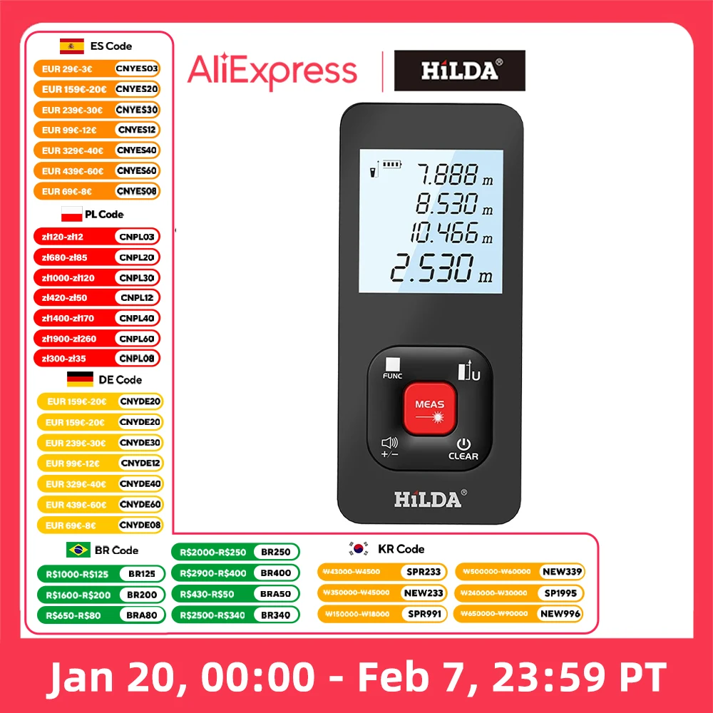 HILDA Laser Rangefinder Distance Meter Rangefinder Laser Tape Range Finder Building лазерный дальномер 120M /100M/50M