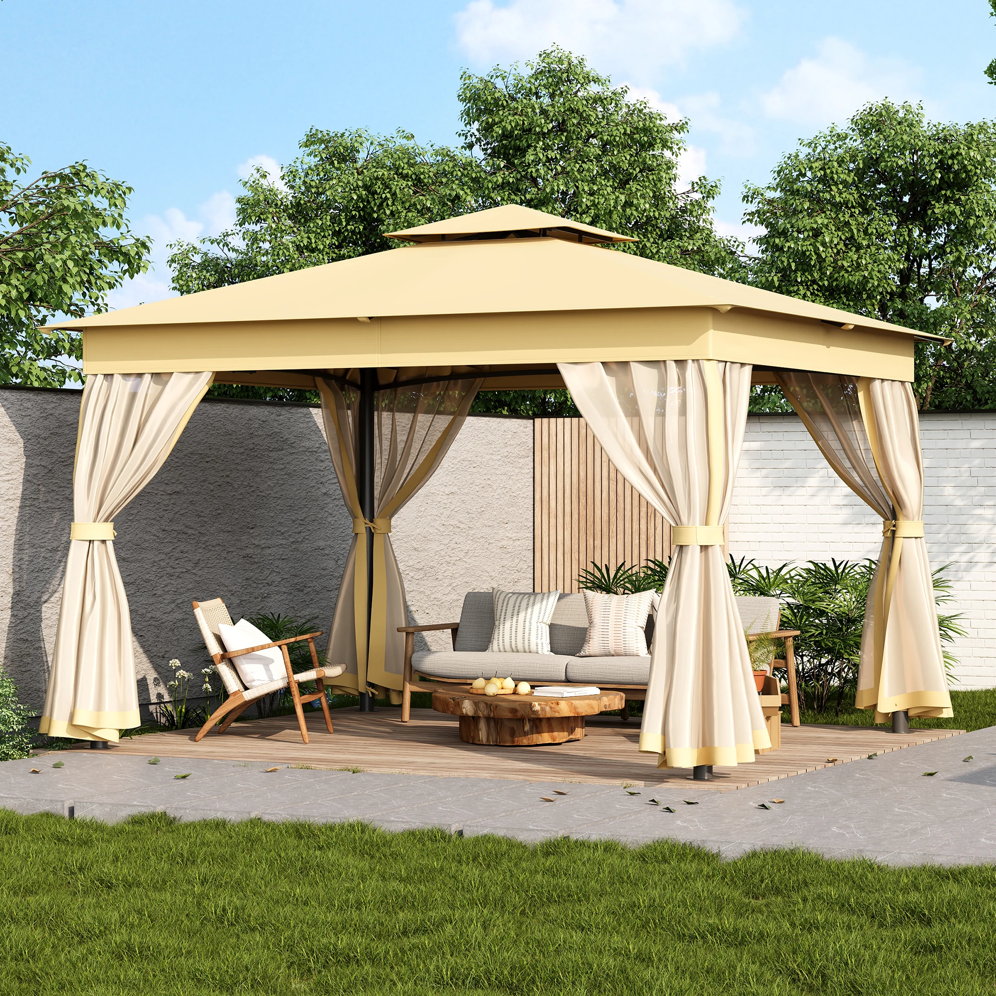 

Patio Gazebo Outdoor Gazebo Canopy Garden Pergola Decorative Steel Frame with Sun Shade Top for Backyard Lawn Balcony