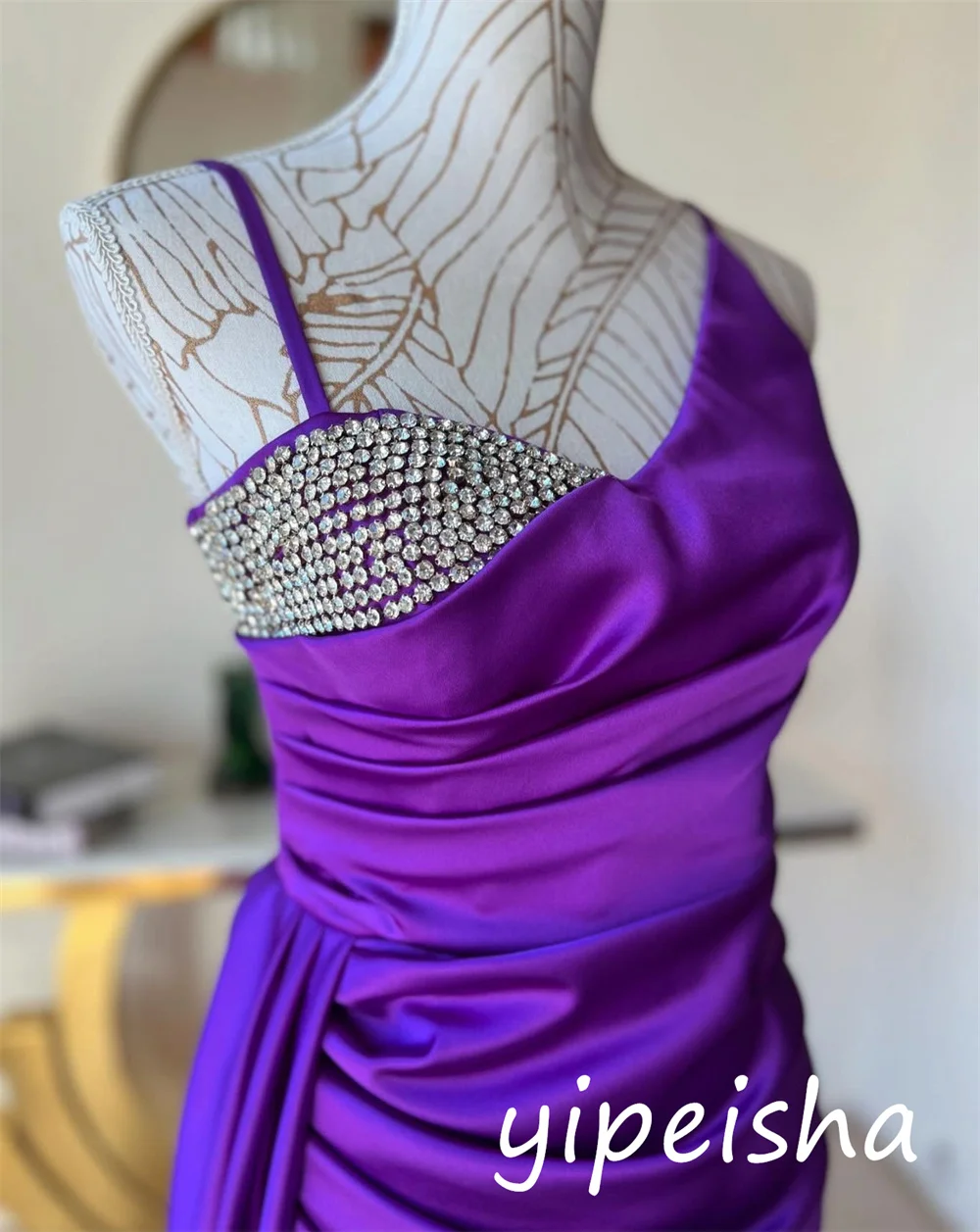 Customized Classic Exquisite Charmeuse Sequined Pleat Trumpet Sweetheart Long Dresses Bespoke Occasion Sexy