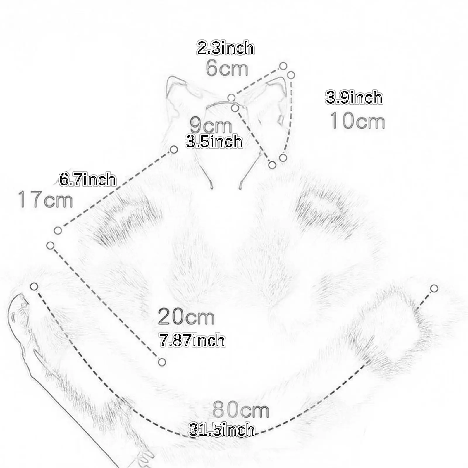 Kattenoren staart en poten kinderen volwassenen lange staart met verstelbare riem feestdecor