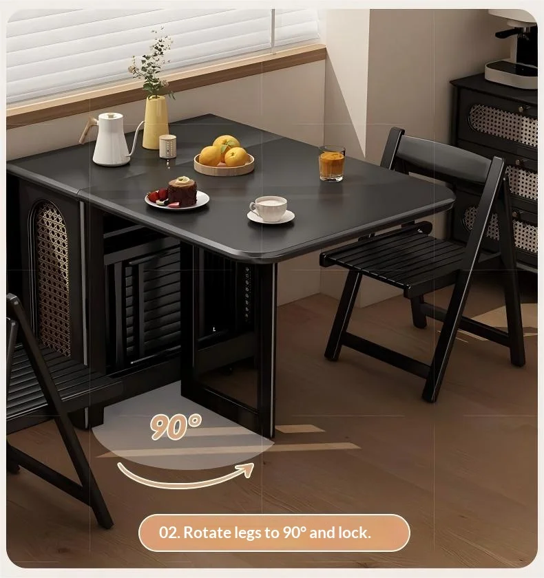 

Sintered Stone Wood Extendable Dining Table Storage Home Table Simple Sturdy Living Room Furniture Easy Safe Reliable Daily