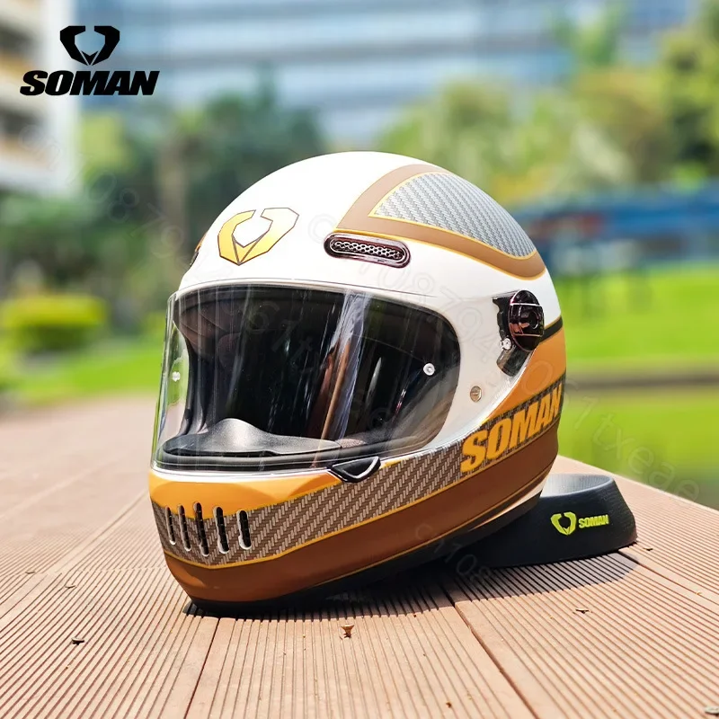 SOMAN Motorcycle Racing Helmet Retro Full Helmet Men's and Women's Personalized Motorcycle Safety Helmet H9 helm motorcycle