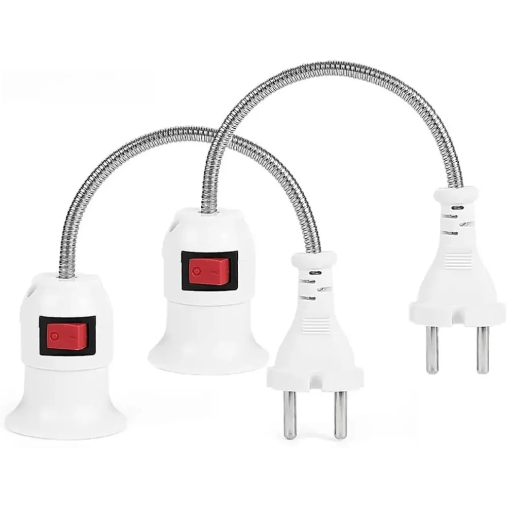 E27 Socket Adapter with On/Off Switch Light Lamp Bulb 360 Degrees Flexible Wire Gooseneck for Night Light Grow Lights Desk Lamp
