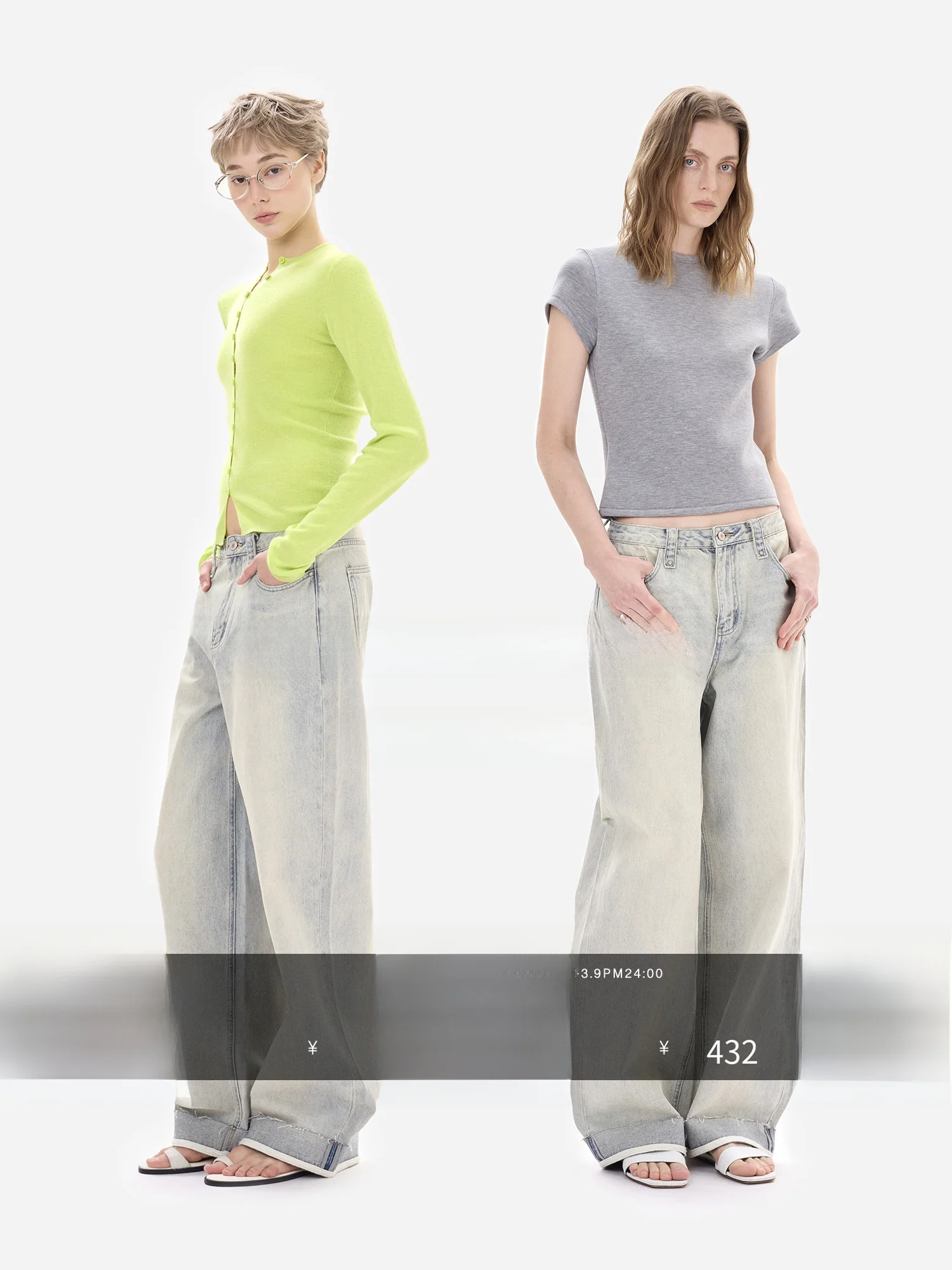 

eGuYue Vintage Waed High Waist Wide Leg Jeans Color Blo Design Cotton Denim Ladies Straight Cut Winter Spring