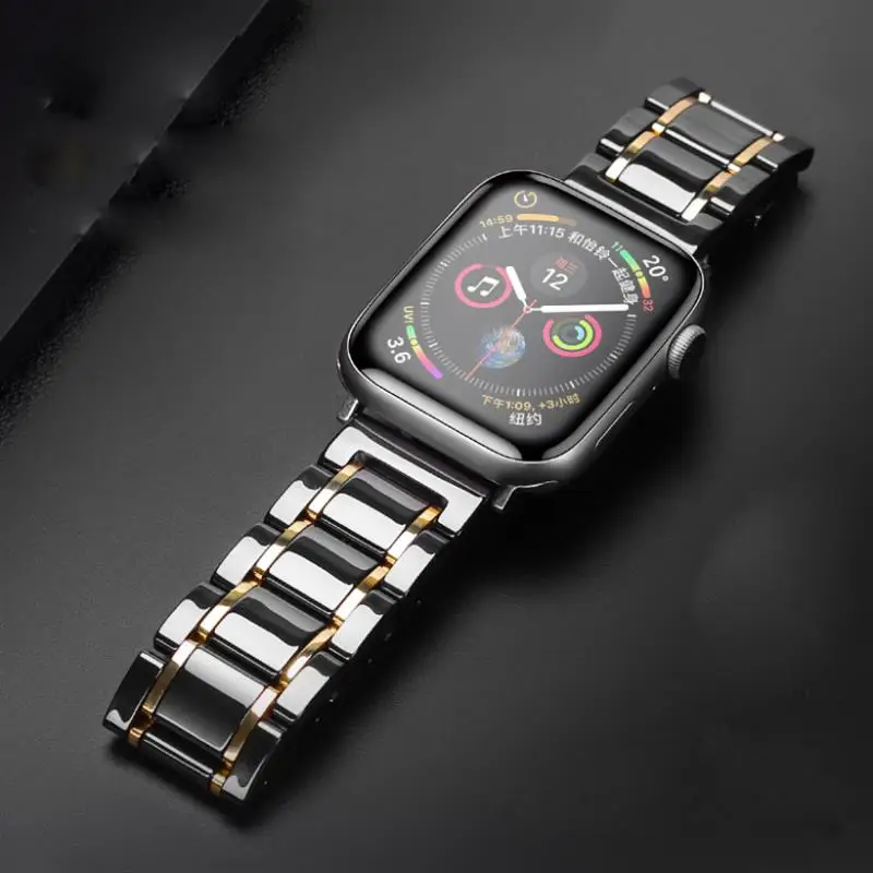 To Ceramics correa for apple watch bands Series 5 4 44 40mm Bracelet for iwatch band 3 2 38 42mm Fhx-38h women men watches strap