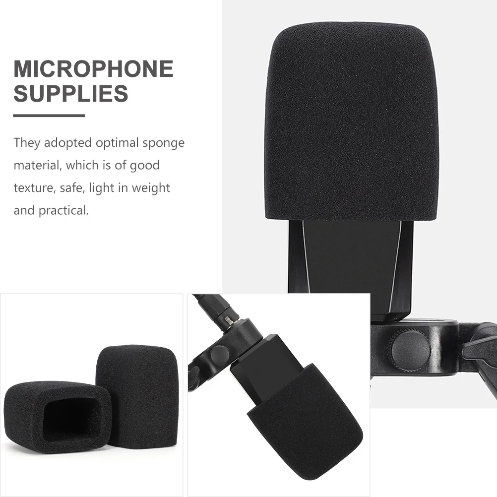 

2 Pcs Mic Microphone Sponge Cover Universal Covers Foam Filter Black Sleeve