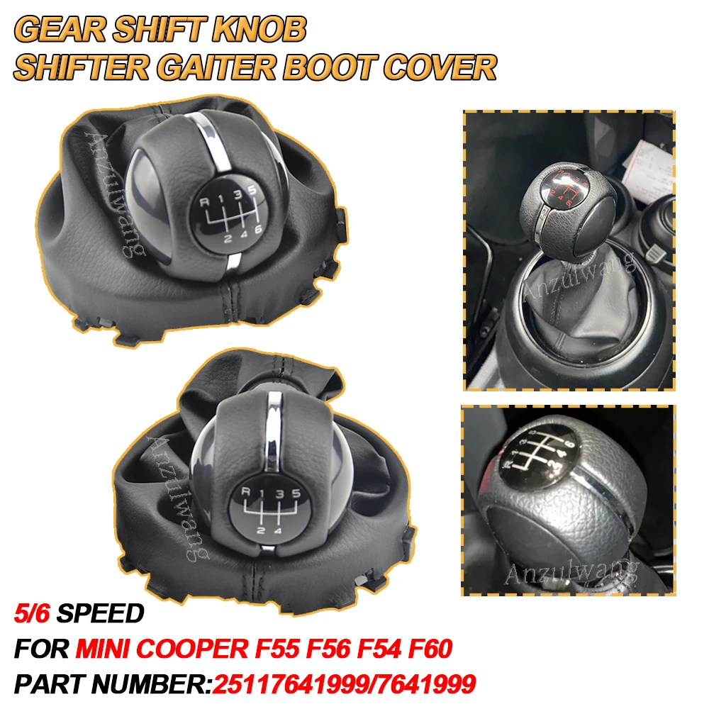 Manual 56 Speed Gear Shift Knob Shifter Cover Gaiter Boot Cover for Mini Cooper F55 F56 F54 F60 Car Styling 7641999