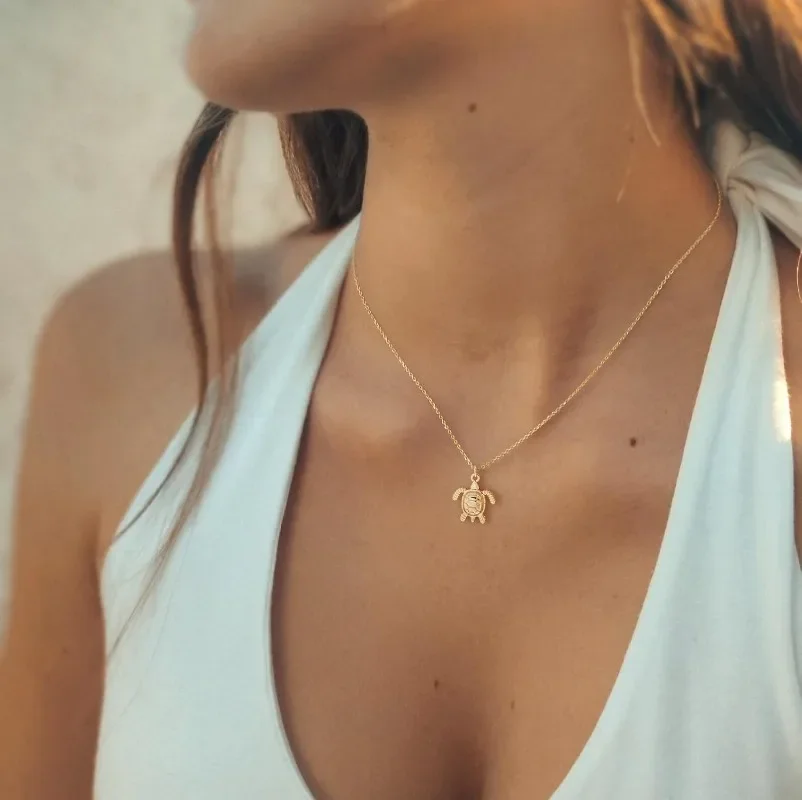 Dainty 14K Gold Plated Snake Turtle Cat Dog Pendant Necklace Simple Cute Elephant Bear Necklaces for Women  Animal Jewelry Gift image 3