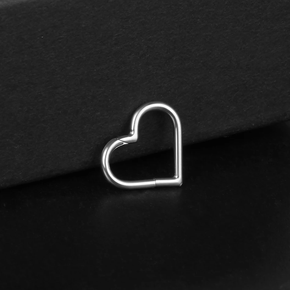 1PC Surgical Steel CZ Segment Septum Nose Rings Hoop Clicker Heart Moon Ear Cartilage Tragus Daith Earring Piercings Jewelry16G