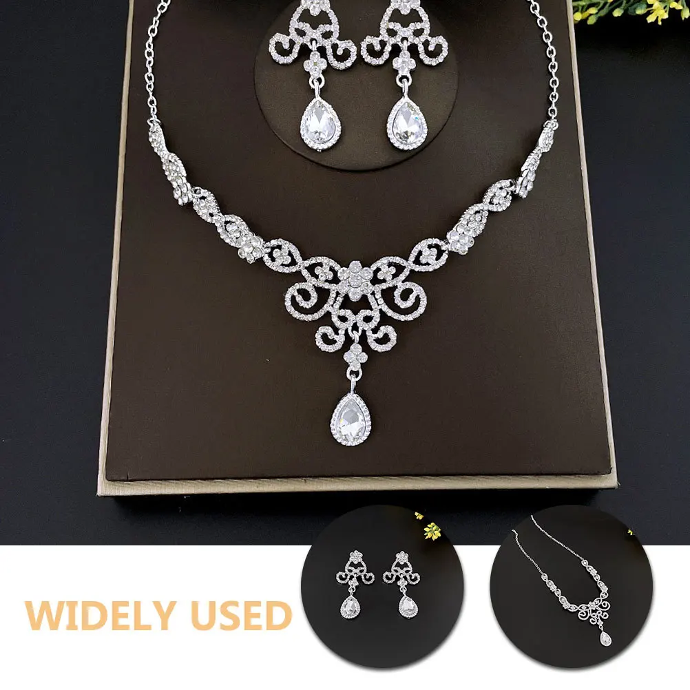 

1 set 1 Set Rhinestones Necklace Earrings Jewelry Set For Women Wedding Party Bohemian Style Vintage Charm Fashion Gift