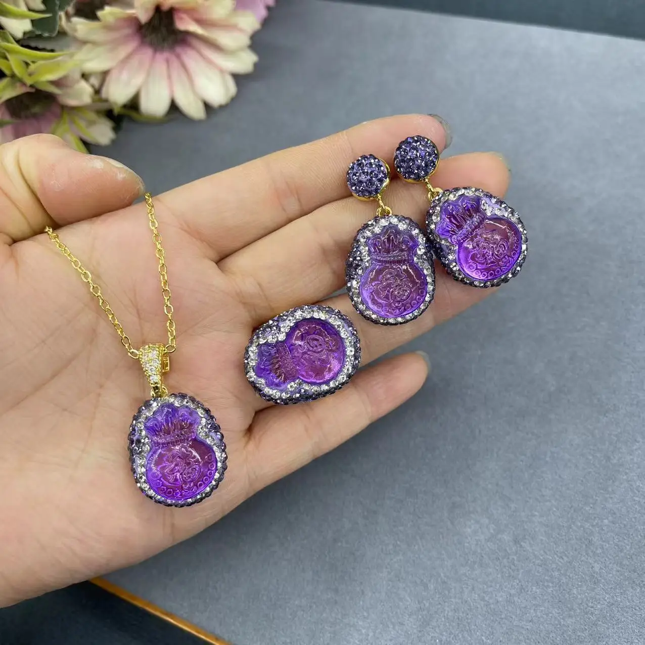 DIY accessories Glazed lucky bag three-piece set of Internet celebrities with the same exquisite and beautiful set of hand-inlai