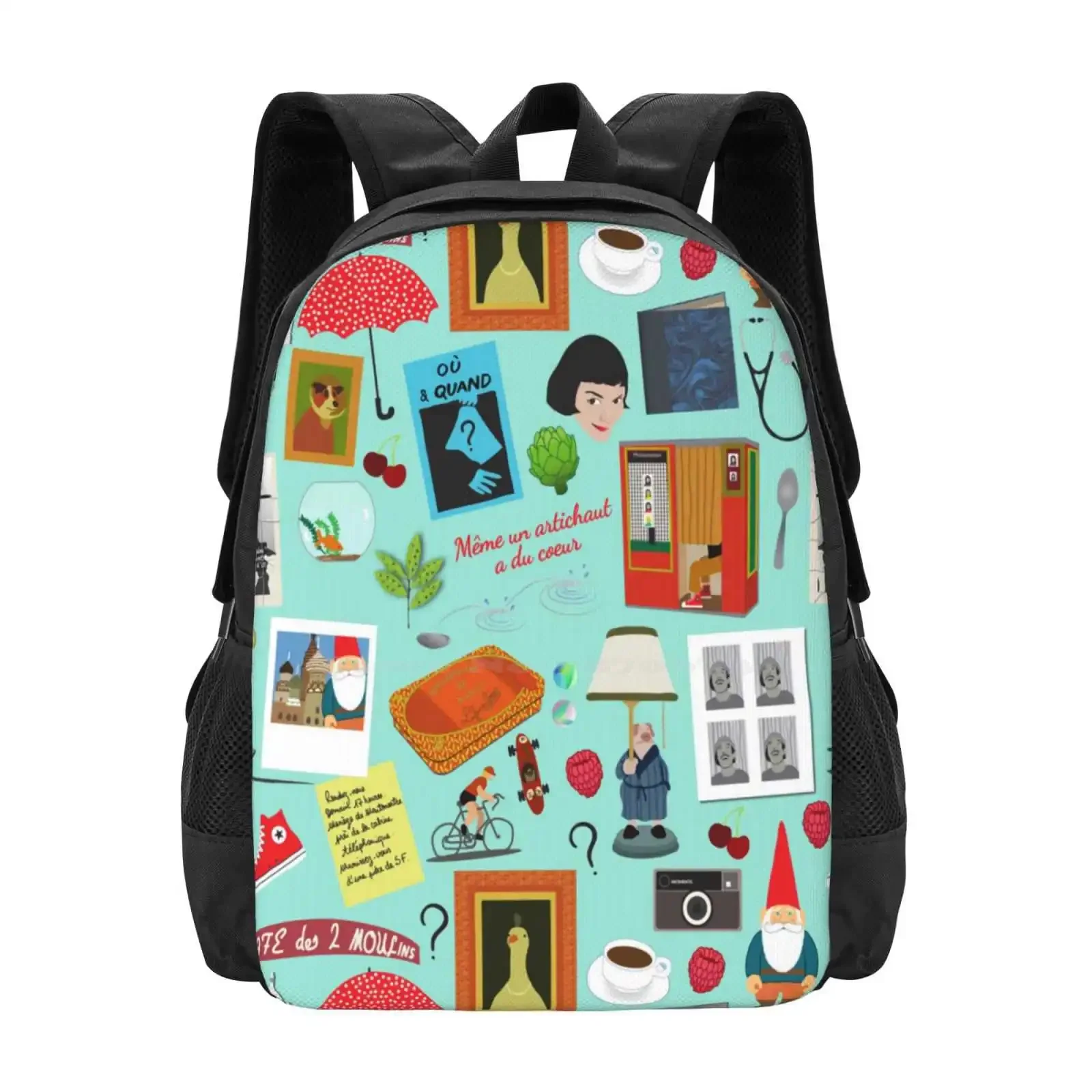

Amelie Hot Sale Schoolbag Backpack Fashion Bags Paris Gnome Colorful Multicolor Jennifer Ladd Jenniferladd French Cinema France
