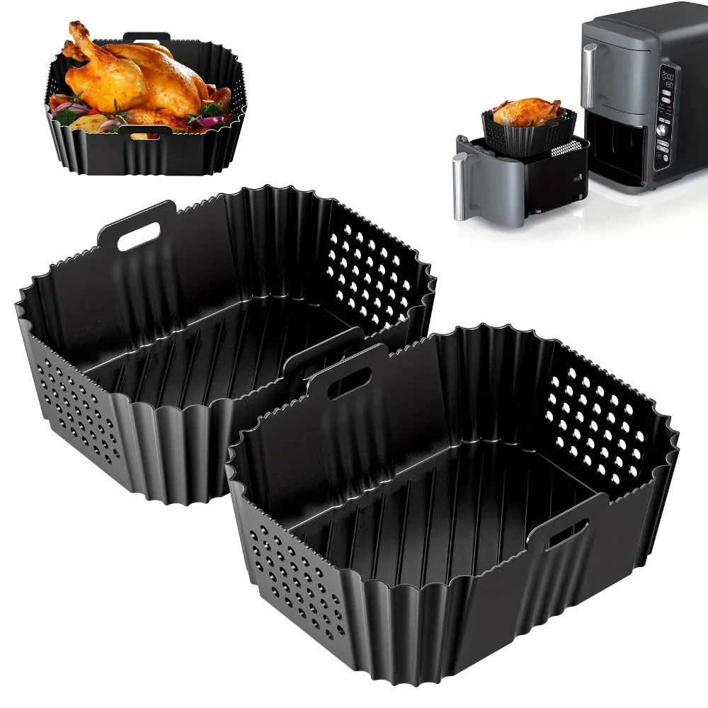 Air Fryer Silicone Liners For Ninja SL400 SL401 Air Fryer Basket Oven Baking Tray Silicone Pot Liner Steamer Roasting Rack