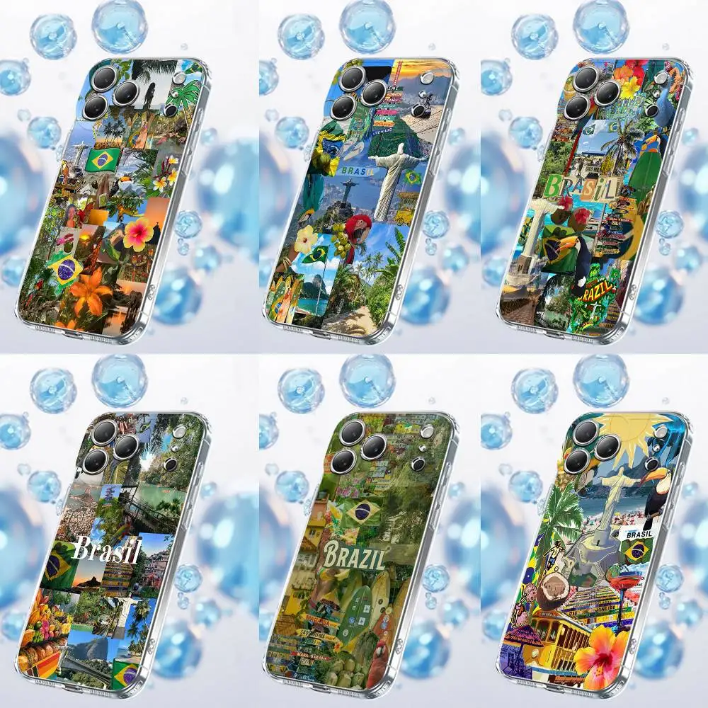 

Brazil Flag Summer Surf Sea Travel Phone Case For iPhone 17,16,15,14,13,12,11 Plus,Pro,Max,Plus,E,Air,Mini Transparent Cover