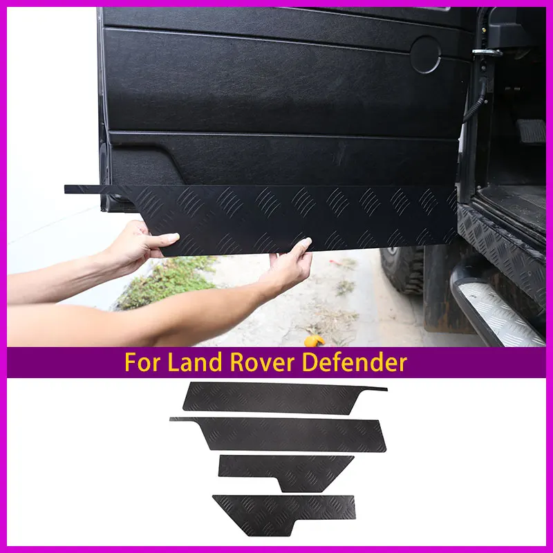 For 2004-2018 Land Rover Defender Auto Inner Door Kick Plate Alloy Black 4-Piece Set Car Protection Accessories