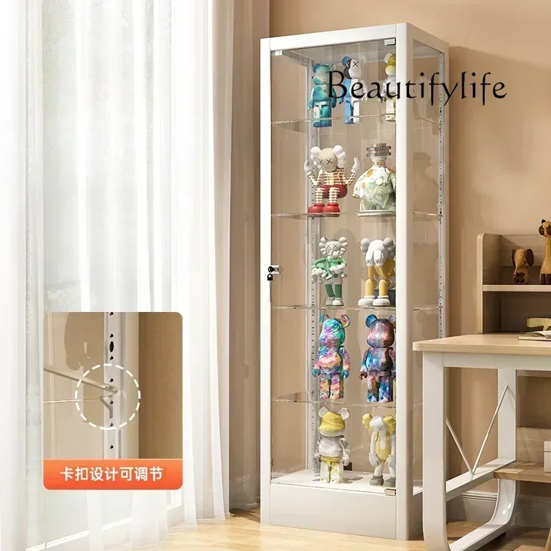 Q S Figure Cabinet Lego Glass Cabinet with Light Household Crack Dust-proof Storage Shelf Toy Display Cabinet