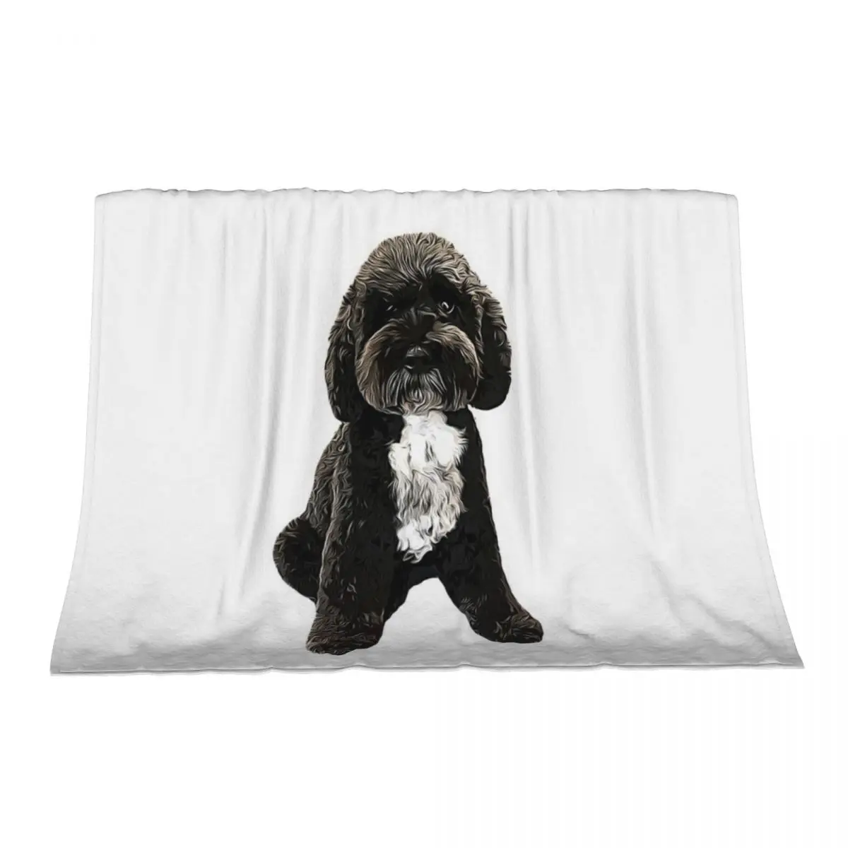 

Cockapoo Cavapoo Black with White Puppy Dog Throw Blanket blankets ands For Decorative Sofa Bed linens Blankets