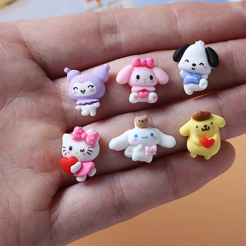 Kawaii Hellokts Kuromi My Melody 3D Nail Patch Diy Accessories Anime Cartoon Hairpin Phone Case Hamemade Cream Glue Material Toy