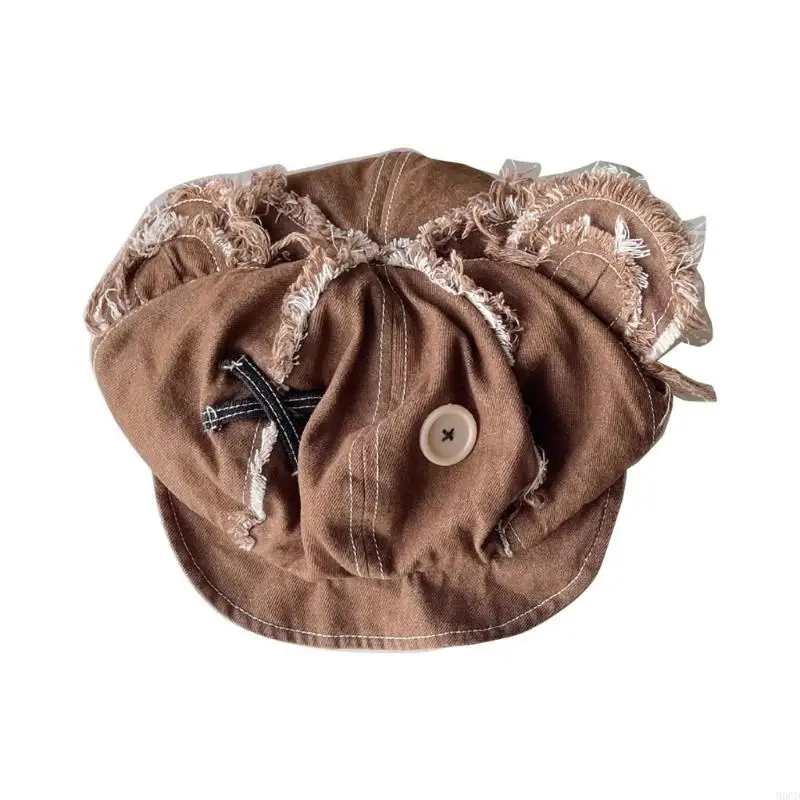 M6CD الفتيات امرأة لطيف الدب الأذن القبعات الفنان الرسام قبعة عادية الكبار قابل للتعديل الفرنسية قبعة قبعة قطنية للتخييم والتسوق #4