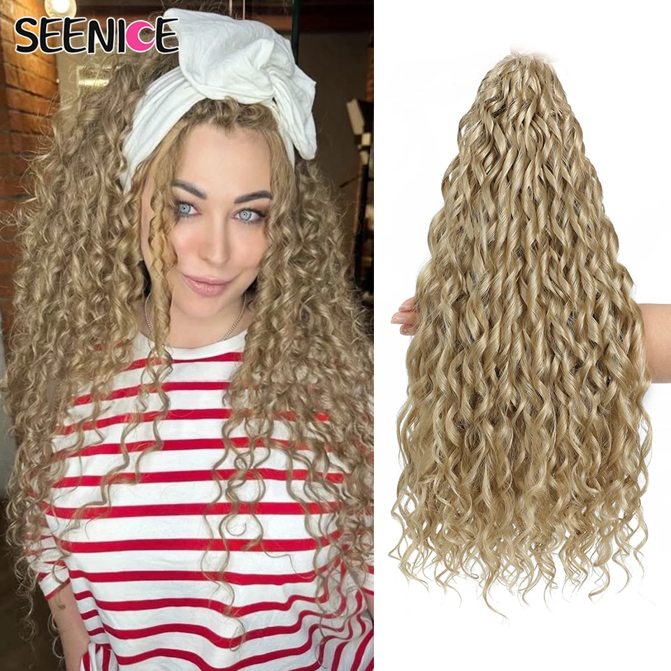 عميق متموج تويست الكروشيه الشعر جيسيكا حليقة الاصطناعية تجعيد الشعر الأفريقي أومبير براون شقراء 22 بوصة تجديل وصلات شعر للنساء