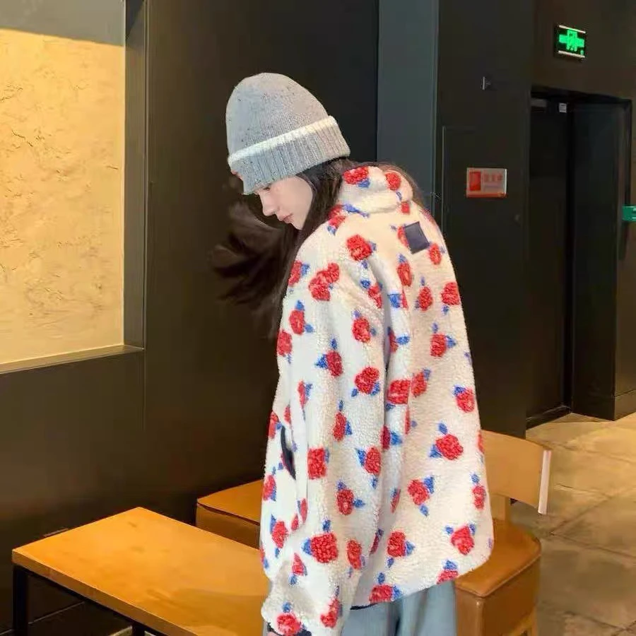  Sienne Fce Rose Print Oversized Plu Jaet 24 Winter New Arrival Women's Commute Sle Zipper Closure Long Sve