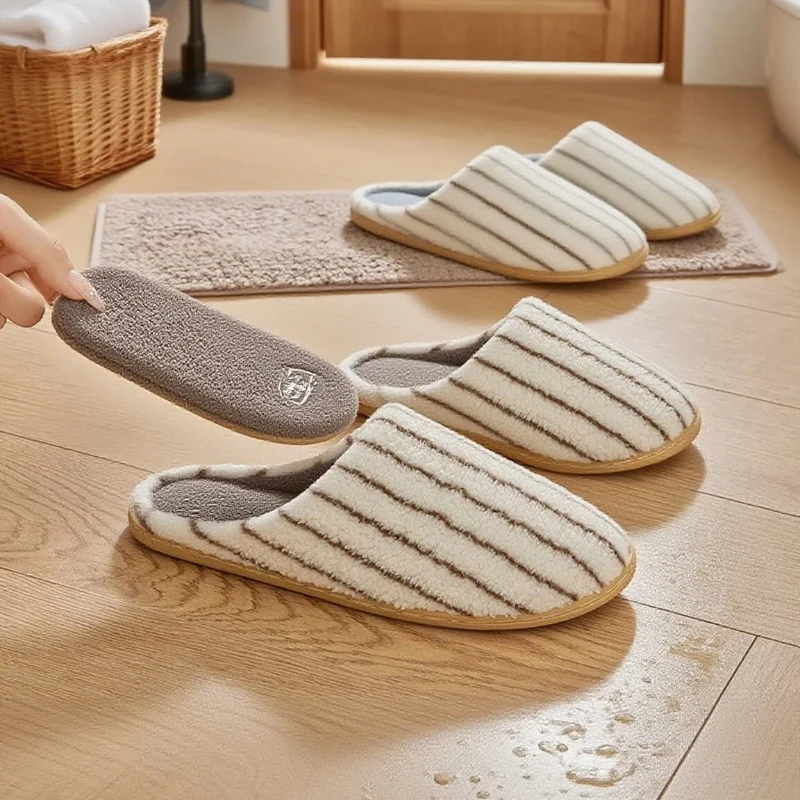 

Winter Women man Home Thickening Slippers Plush Nonslip Soft Winter Warm House Slippers Indoor Bedroom Thermal Lover flat shoes