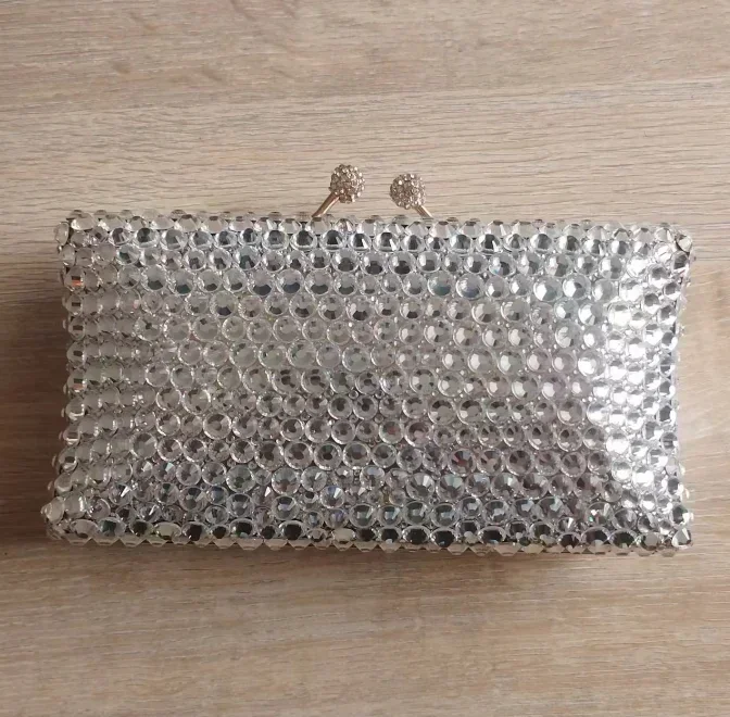 

XIYUAN Silver Rhinestones Evening Clutch Bags For Wedding Party Metal Gems Purses And Handbag Luxury Designer High Quality Purse