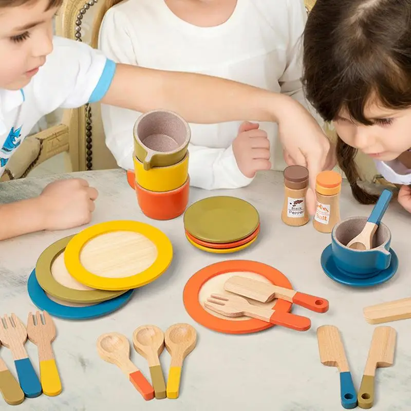 Ensemble de thé pour faire semblant de jouer, nourriture pour tout-petits, service à thé, Dessert, accessoires de cuisine, tasses, assiettes à collation pour enfants de 3 à 6 ans