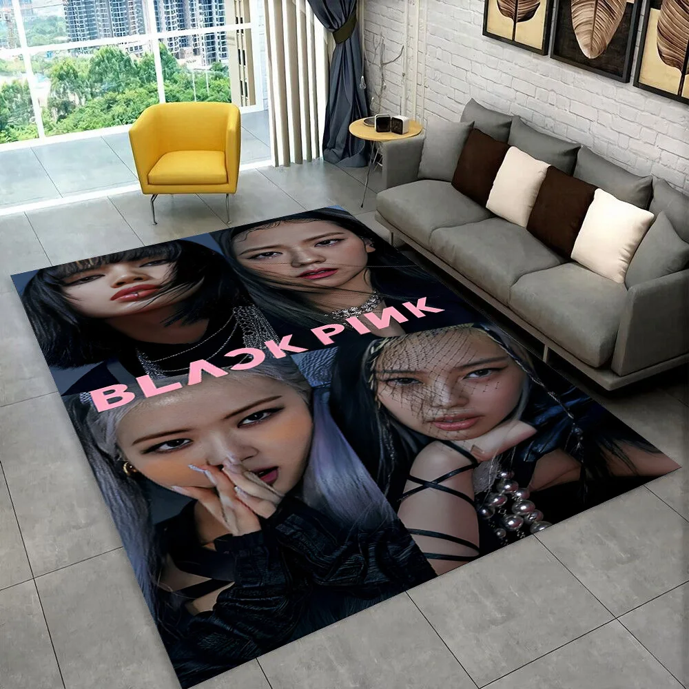 Alfombra 3D de Kpop Girls B-black-pink HD para Sala de Estar, Dormitorio, Decoración del Hogar, Tapete Antideslizante para Sofá, Felpudo, Regalo
